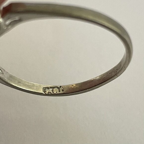 Cute Sterling Silver Ring w/ Round Green Stone & Cubic Zirconia SIZE 5.25 (D6) - Picture 5 of 6